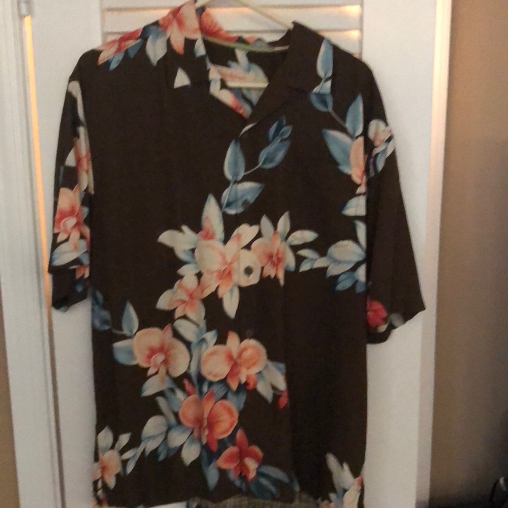 Tommy Bahama floral print silk camp shirt